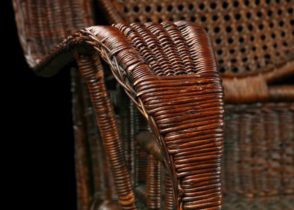 Exceptional French Antique Colonial Wicker Woven Bench