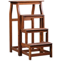 French Antique Oak Library Ladder