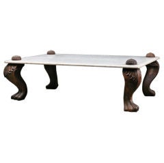 Indian Clawfoot Marbletop Coffee Table