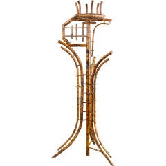 French Antique Bamboo Jardiniere Hanging Plant Stand or Hatrack