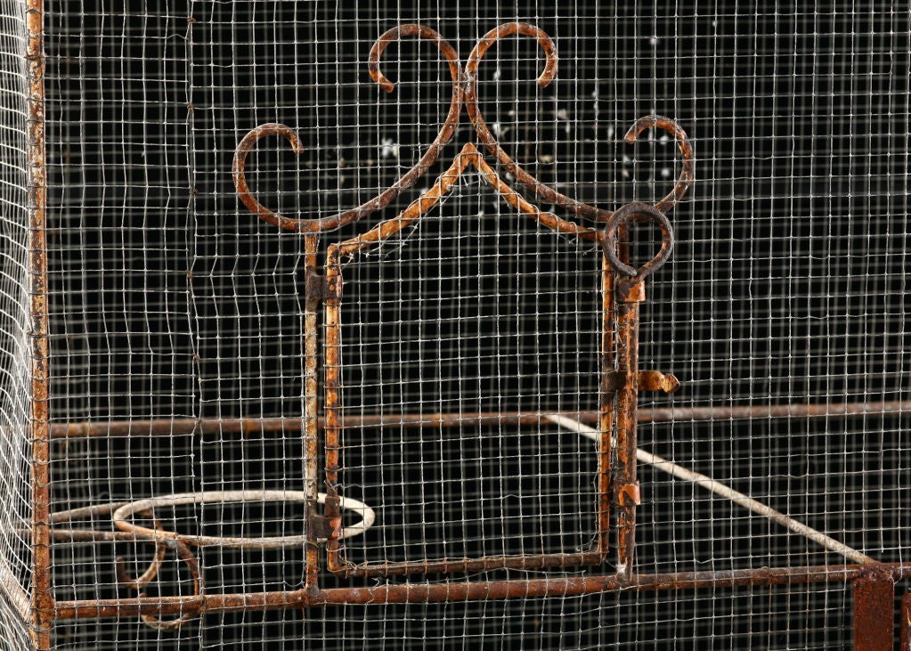 French Antique Wrought Iron Bird Cage with Zinc Roof 4
