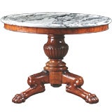 Antique French Restauration Period Marbletop Mahogany Center Table