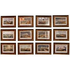 Collection of 12 Framed Lithographs "Cuban Sugarmills"