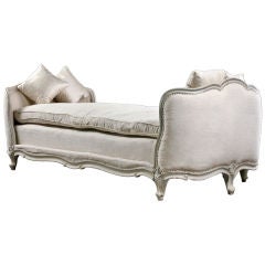 French Antique Painted Louis XV style Daybed with Linen