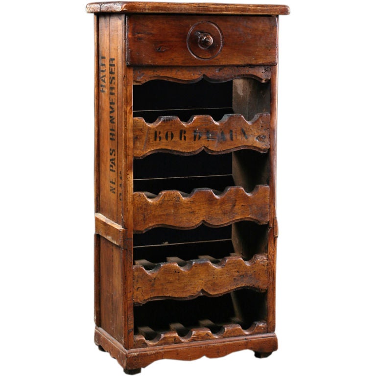 Country French Vintage Wine Cellar Cabinet Rack with Drawer