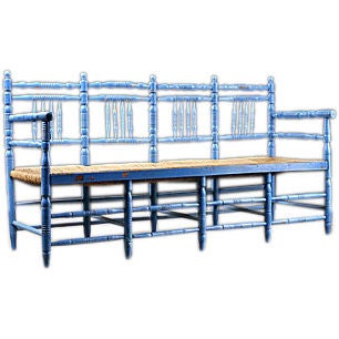 French Antique Provencal Painted Bench