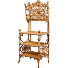 French Rattan Etagere Open Cabinet
