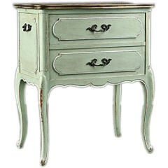 French Painted Marbletop Cabinet with Mirrored Interior