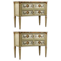 Pair of Italian Antique Neo-Classical Style Painted Chests