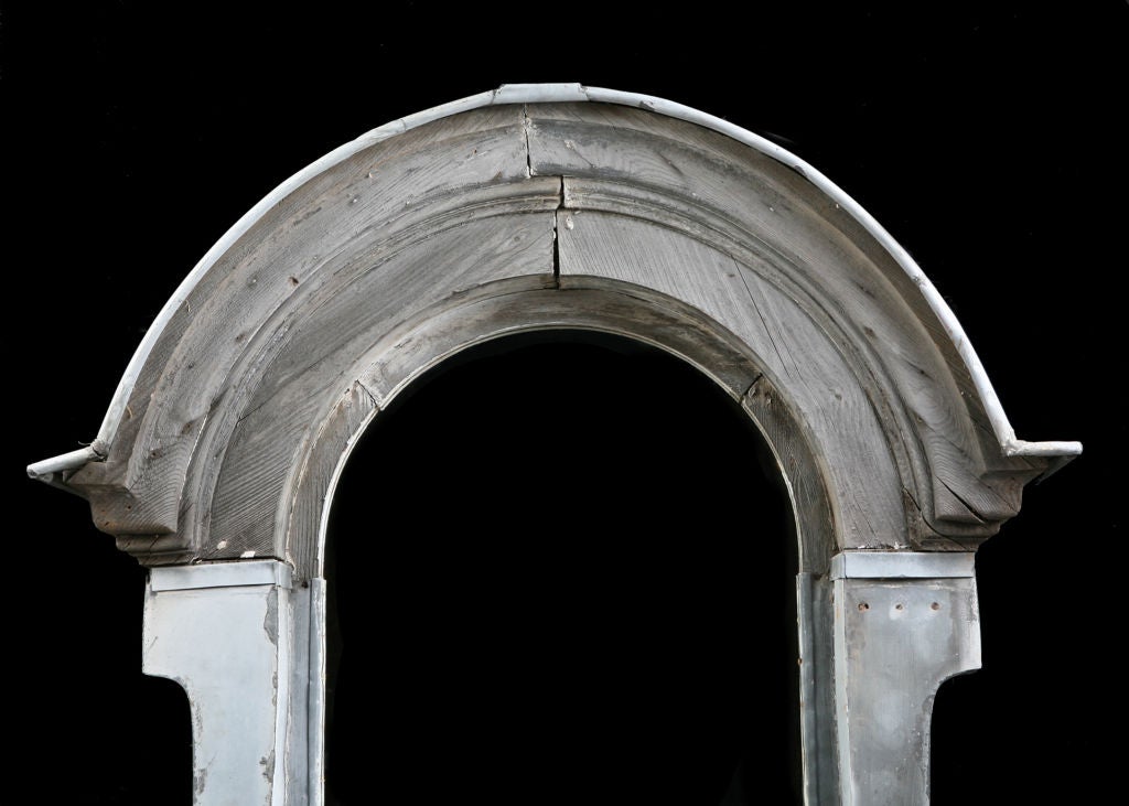 "Oeil de Boeuf" Zinc Parisian Window Pediment Mirror