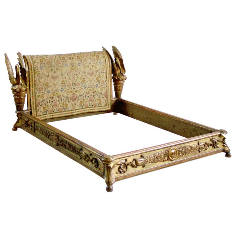 Victorian Giltwood Swan Bed