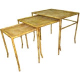 Vintage Set of 3 Faux Bamboo Stack Tables