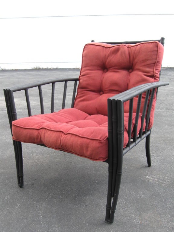 Late 20th Century Elegant  Pair of Faux Bamboo Aluminum Club Chairs