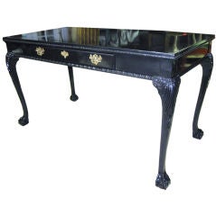 Vintage Beautiful Black Lacquered Chippendale Style Desk.