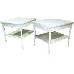 Pair of Tomlinson Faux Bamboo and Greek key End Tables