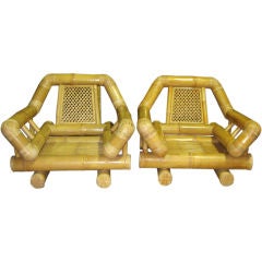 Exceptional Pair of Bamboo Club Chairs