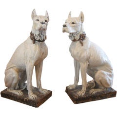 HUGE pair of Italian Terracotta GREAT DANES 1900'S