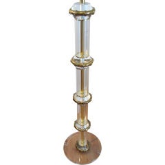 Elegant Lucite and Faux Bamboo Brass Floor Lamp