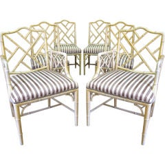 Set of 4 Faux Bamboo Dining chairs, 2 arms 2 sides