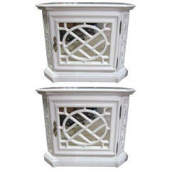 Opposing Pair Chinese Chippendale Style End Tables