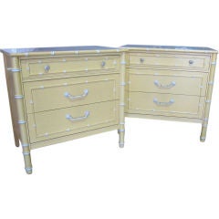 Pair of Faux Bamboo Tops Painted cabinets/end tables