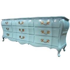 Vintage Elegant Provencal Blue Lacquered Cabinet