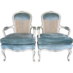 Elegant Pair of French LXV Style Open Armchairs