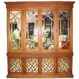 Exceptional Chinese Chippendale Style Mirrored Cabinet