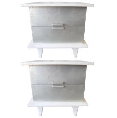 Elegant Pair 40'of Silver Leaf and Lacquered Side/End Tables