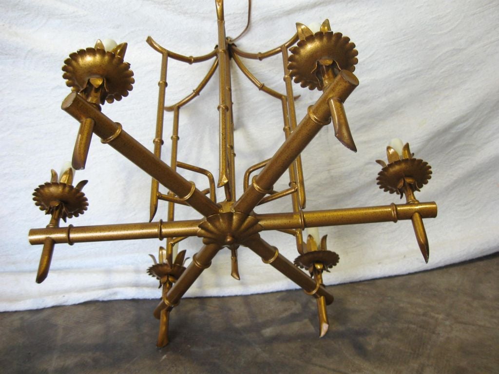 Italian Pagoda Top Faux Bamboo Chinoiserie Chandelier