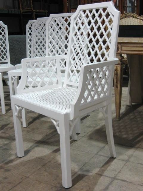 Fabulous Set of 8 Lattice Back Chairs With Ming Infulence