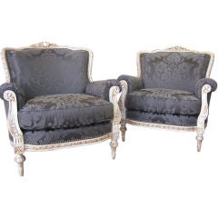 Elegant Pair of Large  French LXV Style Bergeres/Armchairs