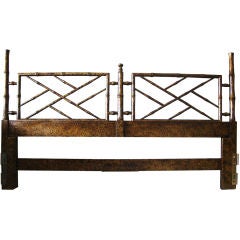 Chinese Chippendale Style King Headboard, Faux Bamboo