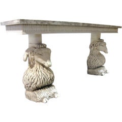 Elegant Italian Double Rams Pedestal Console