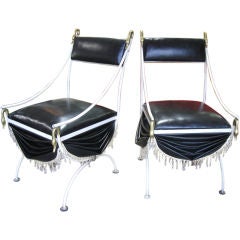 Exceptional Pair of ClassicalDraped  Italian Swan Chairs