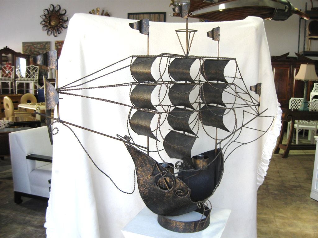 American Exceptional Large Galleon Lamp, One of a PAIR!