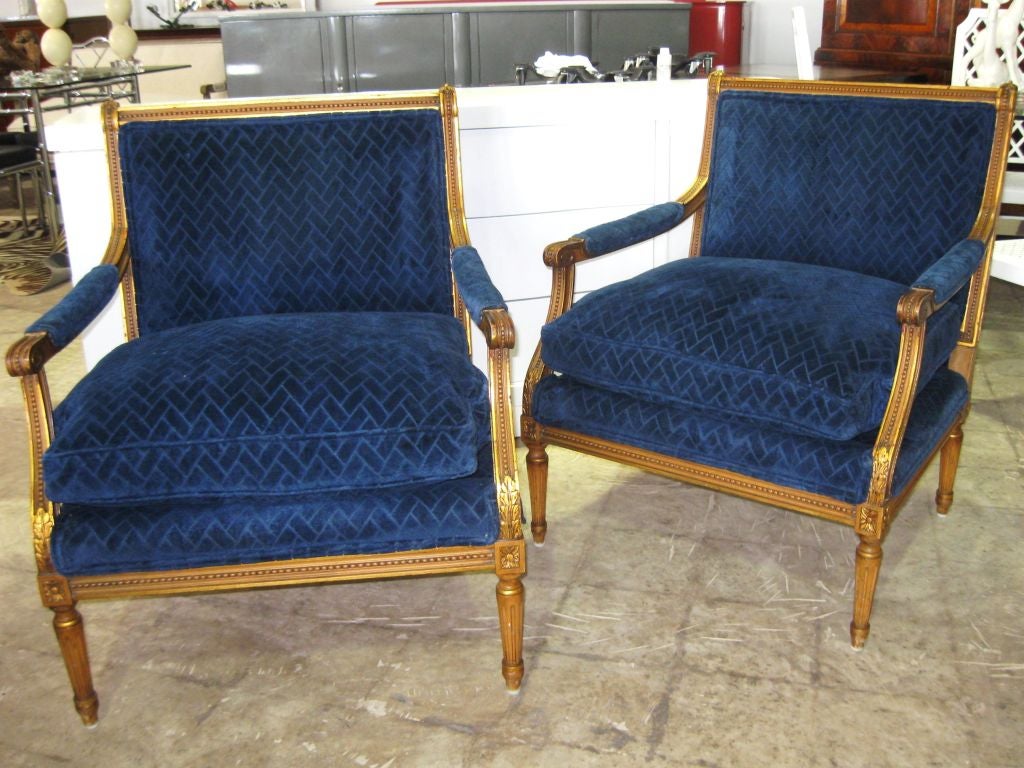 Superb Pair of French LXVI Style Open Arm Bergeres 2