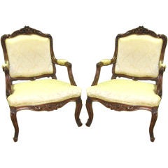 Superb Pair of French  LXV Style Richly Carved  Armchairs