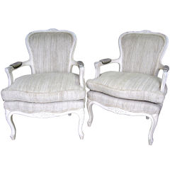 Elegant Pair of French LXV Syle Open Armchairs