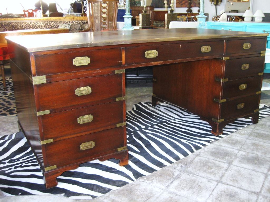 Mid-20th Century Exceptional  Large  English Campaign Desk