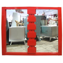 Lacquered Cubist Inspired Mid Century Mirror
