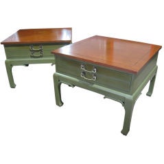 Elegant  Large Pair of Ming Influenced Side Tables