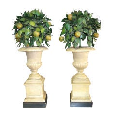 Lamps: Pair of Italian Lemon Topiary Urn