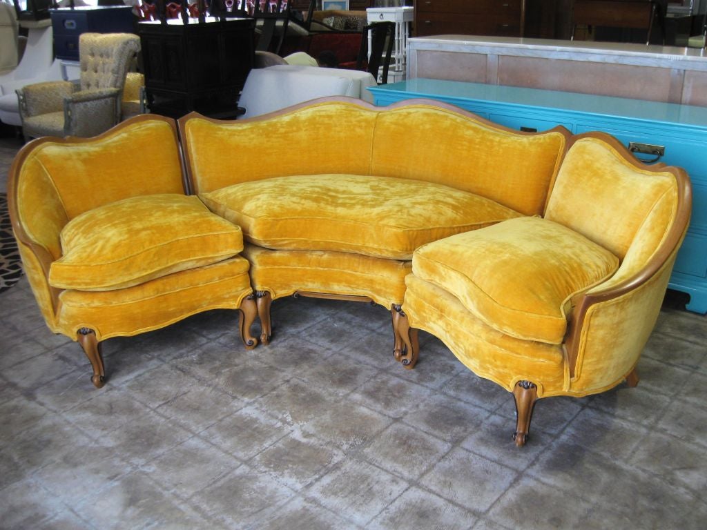 Superb 40's  3 piece Down and Mohair Sofa