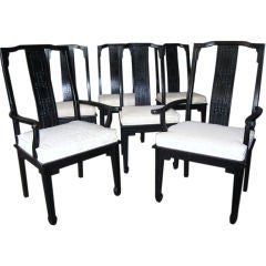 Vintage Elegant set of Ming Style High  Back Dining Chairs