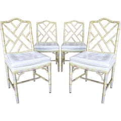 Elegant Set of 4 Faux Bamboo Dining / Side Chairs