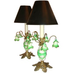 Pair of Petite  Porcelain  Jardin Lamps