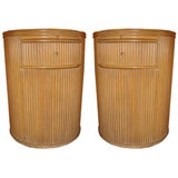 Pair of Vintage  Round Bamboo Side Tables