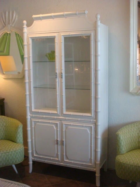 Restored Mid Century Faux Bamboo Cabinet In Excellent Condition In West Palm Beach, FL