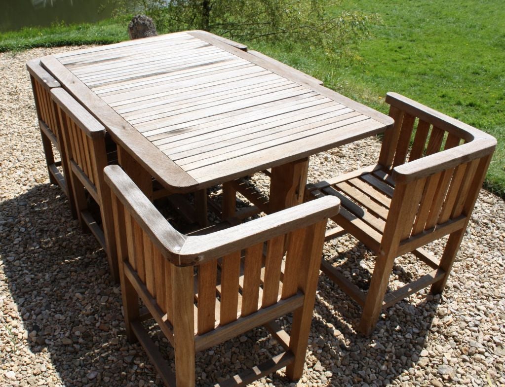 English A rare 1930's 6 Seater Teak Garden Table Designed by Ambrose Heal